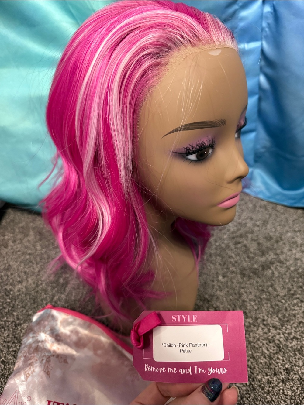Petite Shiloh Pink Panther Women’s Wig - Vibrant Pink & White Highlights